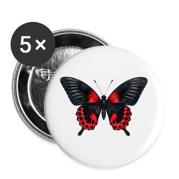 Scharlachschwalbenschwanz-Schmetterling Papilio rumanzovia - Buttons groß 56 mm (5er Pack) - Weiß - Vorne