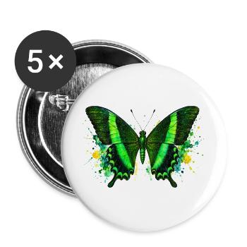 Smaragdschwalbenschwanz Papilio palinurus Schmetterling - Buttons groß 56 mm (5er Pack) - Weiß - Vorne