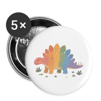 Bunter Stegosaurus für kleine Dino Fans  - Buttons groß 56 mm (5er Pack) - Weiß - Vorne