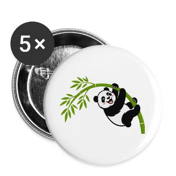 Panda hängt am Bambusbogen - Buttons groß 56 mm (5er Pack) - Weiß - Vorne