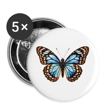 Blauer Tiger Schmetterling Tirumala limniace Aquarell - Buttons groß 56 mm (5er Pack) - Weiß - Vorne