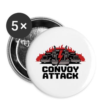 LKW Konvoi Blitze Grafik - Buttons groß 56 mm (5er Pack) - Weiß - Vorne