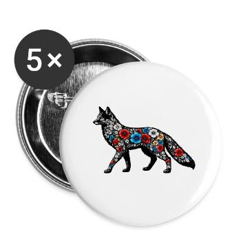 Blütenfuchs Silhouette - Buttons groß 56 mm (5er Pack) - Weiß - Vorne