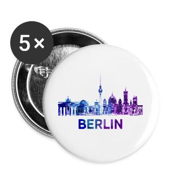 Berliner Skyline Skizze  - Buttons groß 56 mm (5er Pack) - Weiß - Vorne