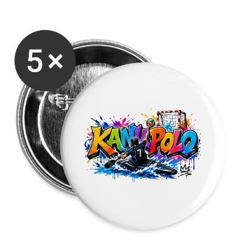 Kanupolo Spieler - Canoepolo - Canoe Polo Player - Buttons groß 56 mm (5er Pack) - Weiß - Vorne