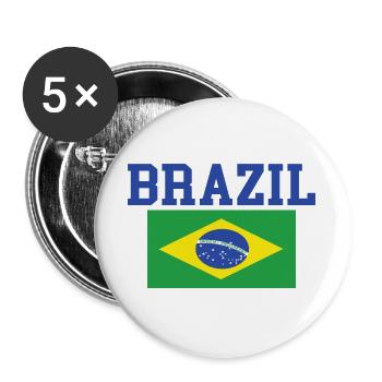 Brasilien Geschenk - Buttons groß 56 mm (5er Pack) - Weiß - Vorne