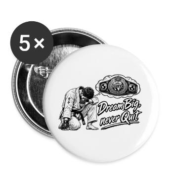 DreamBig Never Quit Karate - Buttons groß 56 mm (5er Pack) - Weiß - Vorne