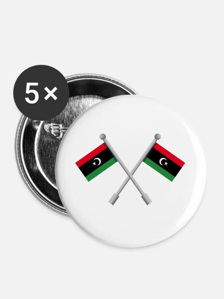 Libysche Flagge - Buttons groß 56 mm (5er Pack) - Weiß
