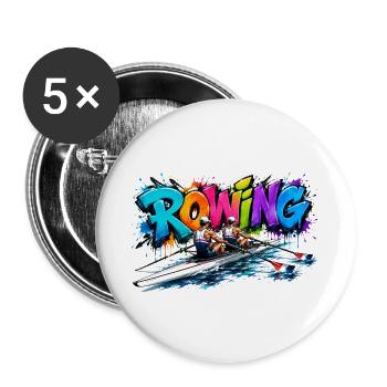 Rowing Griffiti - Rudern - Ruderer - Ruderin - Buttons groß 56 mm (5er Pack) - Weiß - Vorne