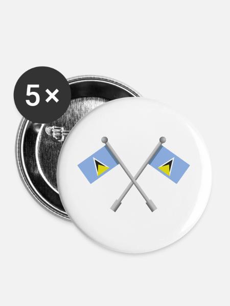 Flagge von Saint Lucia - Buttons groß 56 mm (5er Pack) - Weiß