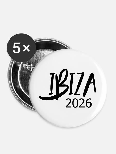 Ibiza_2026 - Buttons groß 56 mm (5er Pack) - Weiß
