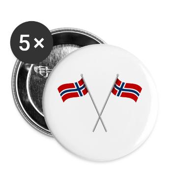 Norwegische Flagge - Buttons groß 56 mm (5er Pack) - Weiß - Vorne