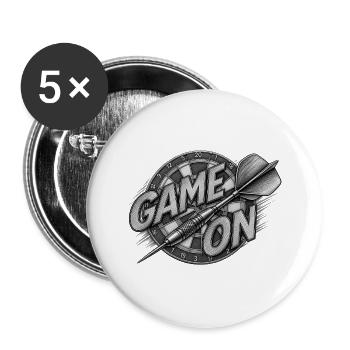 Game On Dartboard Druckmotiv - Buttons groß 56 mm (5er Pack) - Weiß - Vorne