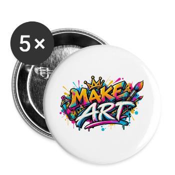 Make Art Graffiti Farbexplosion - Buttons groß 56 mm (5er Pack) - Weiß - Vorne