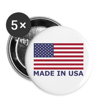Patriotische Rot-Weiß-Blau-Sterne-und-Streifen-Flagge - Buttons groß 56 mm (5er Pack) - Weiß - Vorne