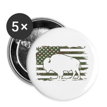 Tarn-US-Flagge-Bison-Silhouetten-Design - Buttons groß 56 mm (5er Pack) - Weiß - Vorne