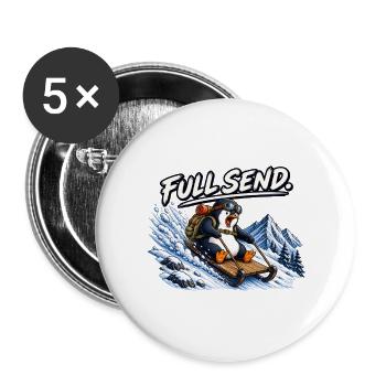 Penguin Adventure – VOLLES SENDEN. - Buttons groß 56 mm (5er Pack) - Weiß - Vorne