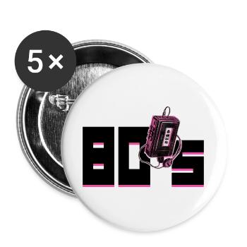 80er Jahre - Buttons groß 56 mm (5er Pack) - Weiß - Vorne