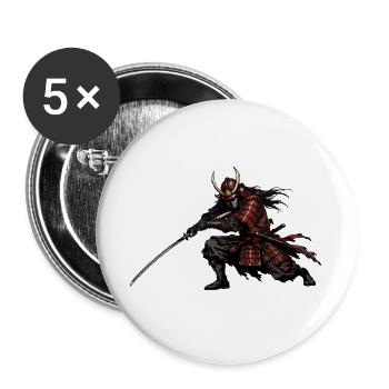 Roter Samurai mit Katana im Angriff - Buttons groß 56 mm (5er Pack) - Weiß - Vorne