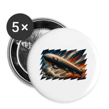 Zeppelin im Art Deco Stil - Buttons groß 56 mm (5er Pack) - Weiß - Vorne