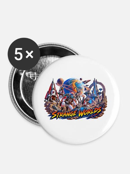 Fremde Welten 2 - Buttons groß 56 mm (5er Pack) - Weiß