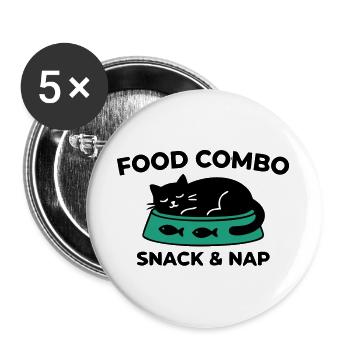 Snack Nap Katze Logo - Buttons groß 56 mm (5er Pack) - Weiß - Vorne