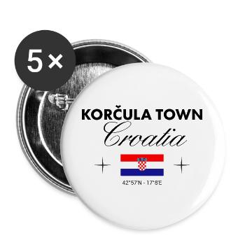 Korčula Kroatien Koordinaten Reise Souvenir - Buttons groß 56 mm (5er Pack) - Weiß - Vorne