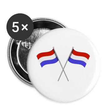 Niederländische Flagge - Buttons groß 56 mm (5er Pack) - Weiß - Vorne