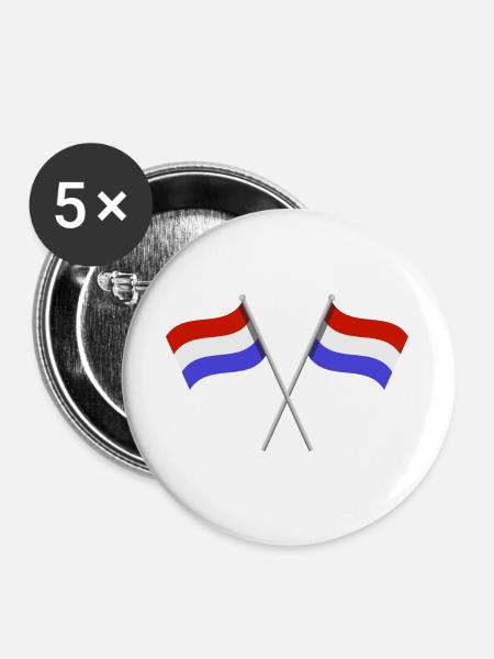 Niederländische Flagge - Buttons groß 56 mm (5er Pack) - Weiß