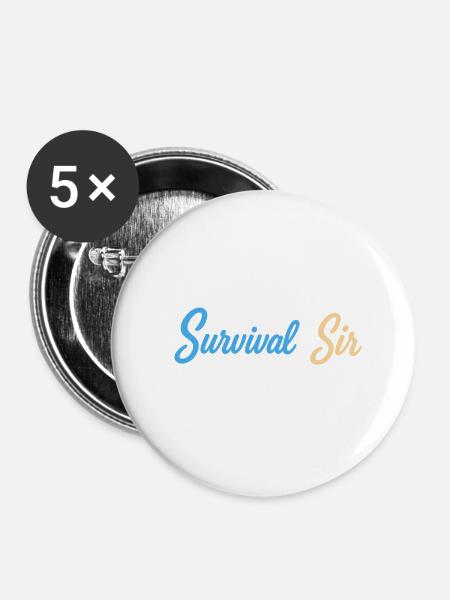 Survival Sir Typografie - Buttons groß 56 mm (5er Pack) - Weiß