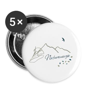 Naturenergie Minimalistisches Line Art Design - Buttons groß 56 mm (5er Pack) - Weiß - Vorne