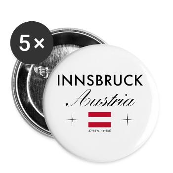Innsbruck Tirol Koordinaten Reise Souvenir - Buttons groß 56 mm (5er Pack) - Weiß - Vorne