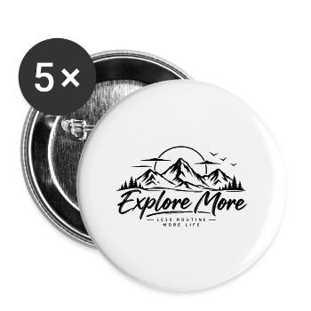 Mehr entdecken - Buttons groß 56 mm (5er Pack) - Weiß - Vorne