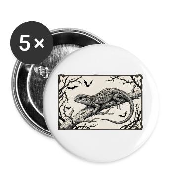 Gotische Eidechse - Buttons groß 56 mm (5er Pack) - Weiß - Vorne