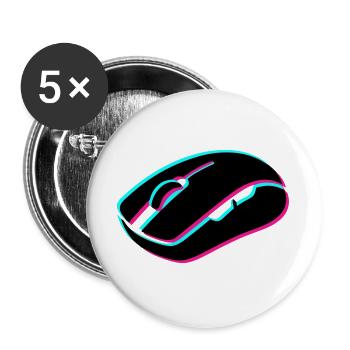 Gaming Maus Glitch Grafik - Buttons groß 56 mm (5er Pack) - Weiß - Vorne