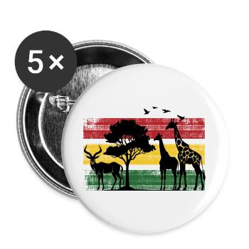 Afrika Safaritour Tiere Africa Urlaub Natur - Buttons groß 56 mm (5er Pack) - Weiß - Vorne