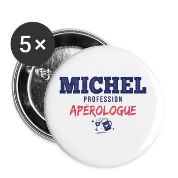 Michel Aperologue – Humor Apéro - Buttons groß 56 mm (5er Pack) - Weiß - Vorne