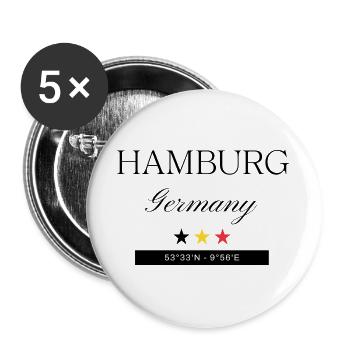 Hamburg Deutschland Souvenir Reise minimalistisch - Buttons groß 56 mm (5er Pack) - Weiß - Vorne