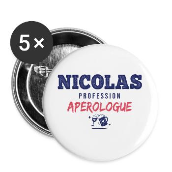 Nicolas Aperologue – Humor Apéro - Buttons groß 56 mm (5er Pack) - Weiß - Vorne