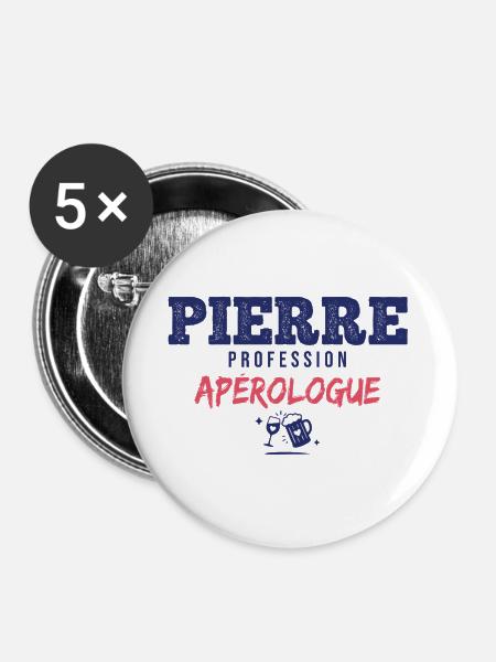 Pierre Aperologue – Lustiges Geschenk - Buttons groß 56 mm (5er Pack) - Weiß