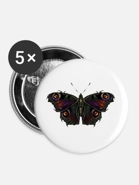 Gotische Schmetterlingsaugen - Buttons groß 56 mm (5er Pack) - Weiß
