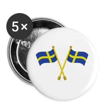 Flagge von Schweden - Buttons groß 56 mm (5er Pack) - Weiß - Vorne