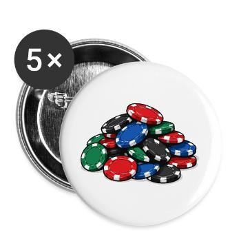 Pokerchips Pyramide Motiv - Buttons groß 56 mm (5er Pack) - Weiß - Vorne