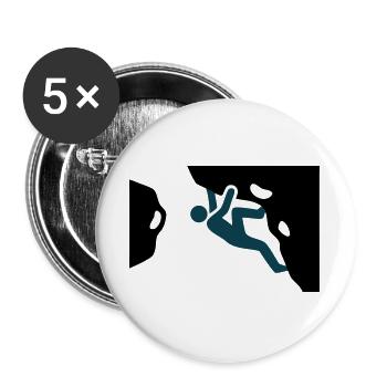 Boulderer Ueberhang Silhouette - Buttons groß 56 mm (5er Pack) - Weiß - Vorne