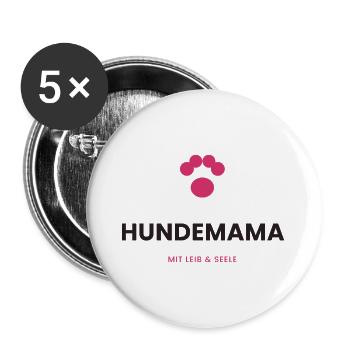 Hundemama mit Leib & Seele - Buttons groß 56 mm (5er Pack) - Weiß - Vorne