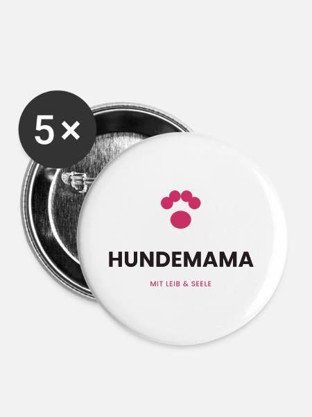 Hundemama mit Leib & Seele - Buttons groß 56 mm (5er Pack) - Weiß