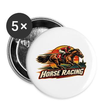 Pferderennen Retro Vintage Jockey Speed - Buttons groß 56 mm (5er Pack) - Weiß - Vorne
