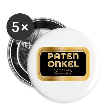 Baby Patenonkel 2027 - Buttons groß 56 mm (5er Pack) - Weiß - Vorne