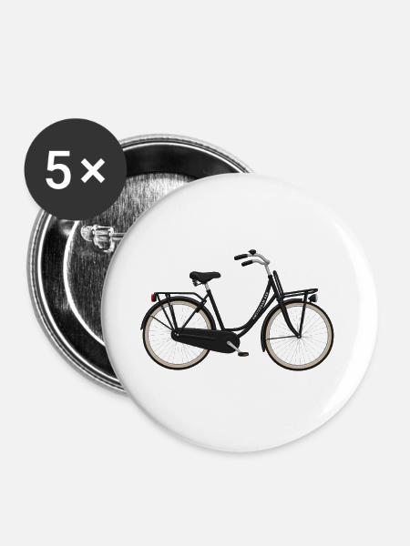 Hollandrad schwarz - Buttons groß 56 mm (5er Pack) - Weiß