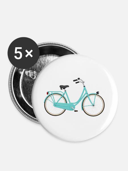 Hollandrad tuerkis - Buttons groß 56 mm (5er Pack) - Weiß